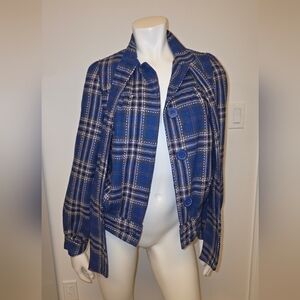 Atmosphere Blue Purple Plaid Flannel Bomber